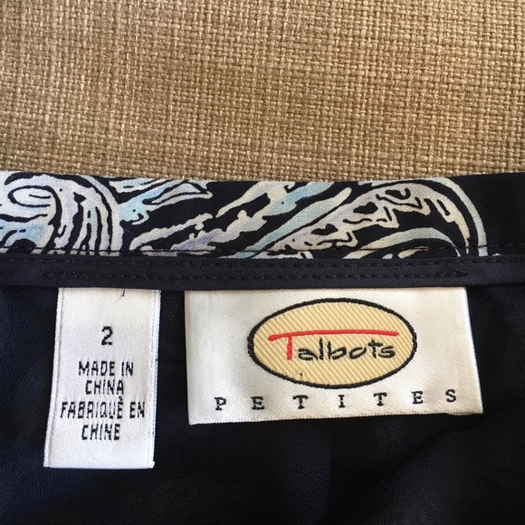 Talbots blue, paisley skirt. Size 2 - Picture 2 of 5